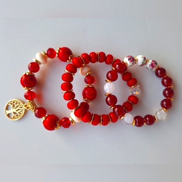 3 Boho Bracelets Handcrafted Beaded - Picture 6 of 7